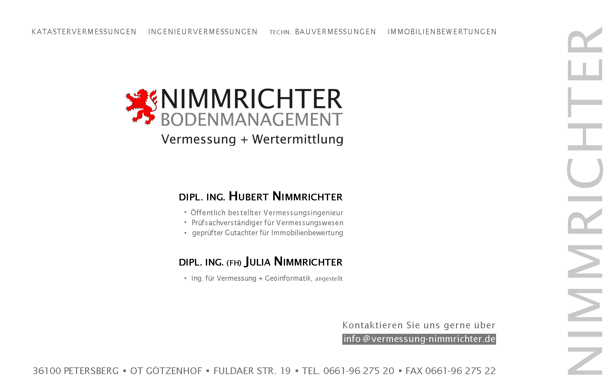 Nimmrichter Bodenmanagement - Vermessung und Wertermittlung | Tel. 0661 - 96 275 20